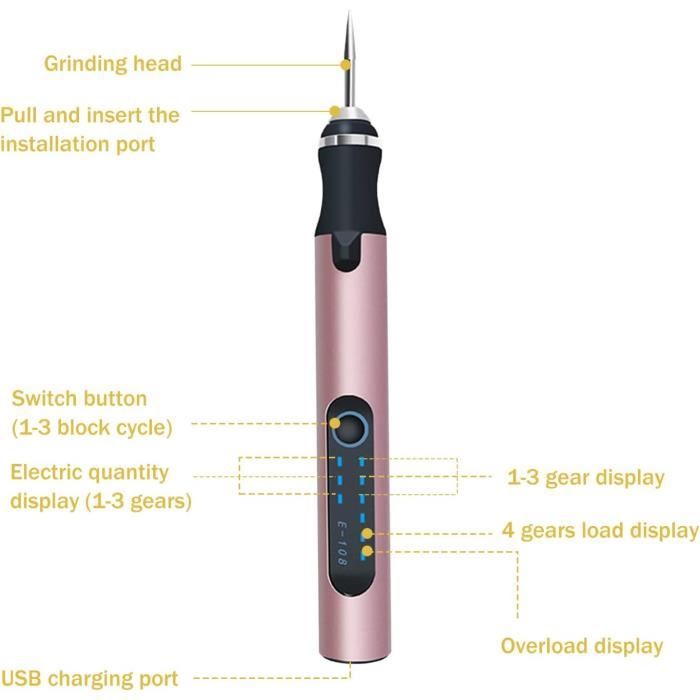 Stylo Graveur,ÉLectrique Pen Gravure En Aluminium Sans Fil Portable