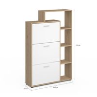 IDMarket - Schoenenkast KLARK betonlook, 2 deuren wit met legplank