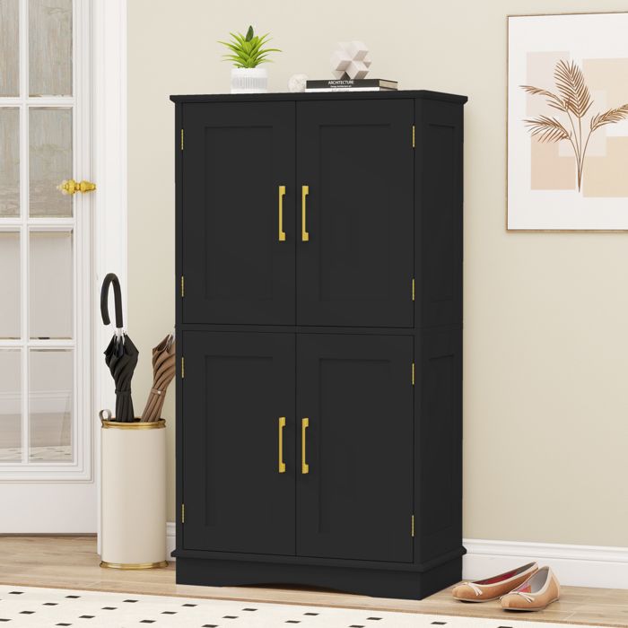 Armoire Murale, Style Rétro, En Verre, Avec étagères Amovibles, Salles à Manger, Salons, Noir