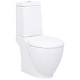6829 Toilette en céramique Écoulement d'eau à l'arrière -Pack WC Toilette Complet- WC Cuvette WC à Poser en Céramique Salle de Bain-0