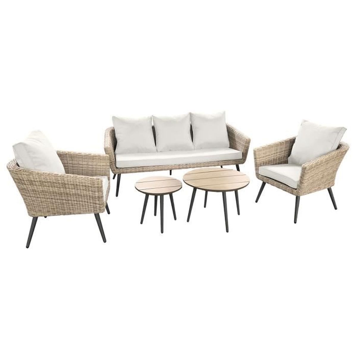 Salon De Jardin Noumea En Resine Tressee Coloris Naturel 5 Places Coussins Beige Achat Vente Ensemble Table Et Chaise De Jardin Salon De Jardin Resine Tressee Cdiscount