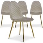 MENZZO Lot de 4 chaises matelassées Norway Velours Taupe