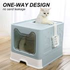 Bac à litière pliable avec couvercle - MENGDA - Easy Clean Bleu - Moyen - A monter soi-même