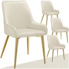 Chaises - TECTAKE - Lot de 4 chaises rembourrées AVANE aspect velours forme ergonomique et dossier haut - Beige