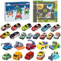 Christmas Advent Calendar 2023,24pcs Advent Calendar Car Toy for Kids, Cars Racing Engineering Cars with Game Map,Gift For Toddlers