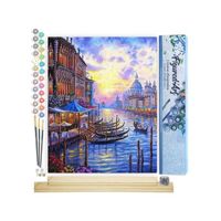 Figured'Art Peinture par Numéro Adulte Le Grand Canal de Venise - Kit DIY Numéro d'Art - 40x50cm avec châssis en bois à monter