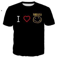 t shirt été,2021 Nirvana 3D impression T-Shirt Rock musique groupe Streetwear hommes femmes mode col rond manches courtes T-Shirt H