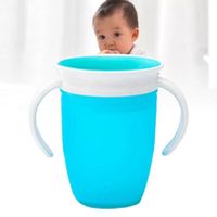 VGEBY Tasse à boire en silicone pour bébé Gobelet à boire en silicone pour bébé Petite poignée Protection à 360 art batterie Bleu