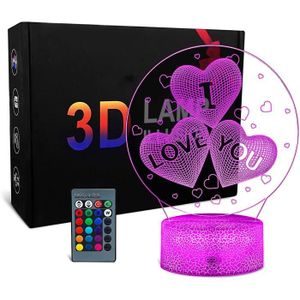 I Love You Veilleuse 3D Colorée Idee Cadeau Saint Valentin Homme