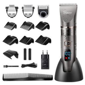 hatteker tondeuse cheveux tondeuse barbe professionnelle electrique avec ecran lcd sans fils usb rechargeable imperméable