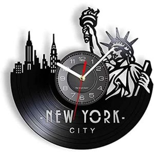 New York Central Park Vintage Rétro agent de Voyage Métal Tin Signe Horloge Murale 