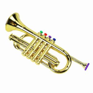 TROMPETTE Dioche Jouet trompette pour enfant doré Jouet trompette pour enfant en or avec 4 touches colorées Jouet musical instruments bugle