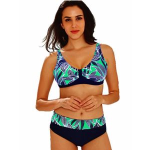 Maillot De Bain Femme 2 Pièces Tankini Grande Taille - Taille Haute Amincissante - Shorty + Haut Push-Up