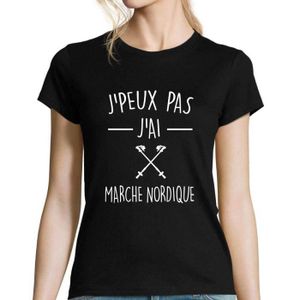 T-SHIRT MAILLOT DE SPORT T-Shirt Femme - Marche Nordique - Randonnée - col Rond - Excuse Humour drôle et Fun