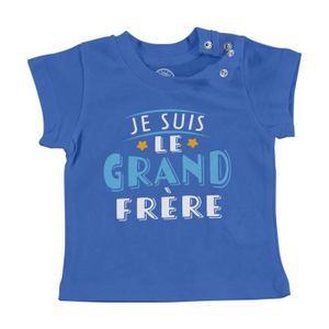 T-SHIRT T-shirt Bébé Manche Courte Bleu Je Suis le Grand F
