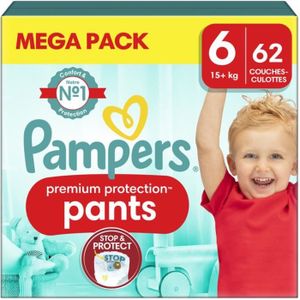 COUCHE 62 Couches-Culottes Premium Protection Taille 6, 15kg +, Pampers