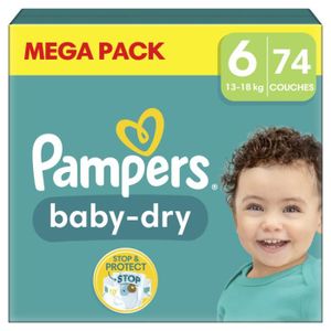 COUCHE 74 Couches Baby-Dry Taille 6, 13kg - 18kg, Pampers