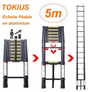 ECHELLE TOKIUS Échelle Télescopique Portable 5M en Aluminium Escabeau Télescopique avec 17 Echelons pour Maison & Professionnels,Charge