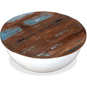 TABLE BASSE Table basse en bois de récupération massif blanc -