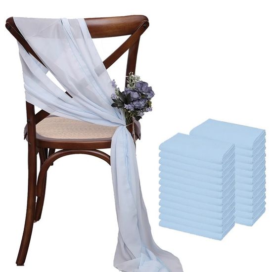 10 Rubans De Chaise En Mousseline Pour Mariage - 17x275 Cm, Blanc/beige - Décoration événement, Banquet, Allée - Bords Coupés à Chaud Anti-effilochage