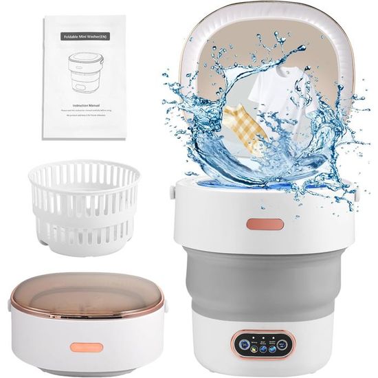Mini Laveuse Portable Pliable 13L - 3 Modes De Lavage - Idéale Pour Sous-vêtements, Chaussettes, Vêtements Bébé