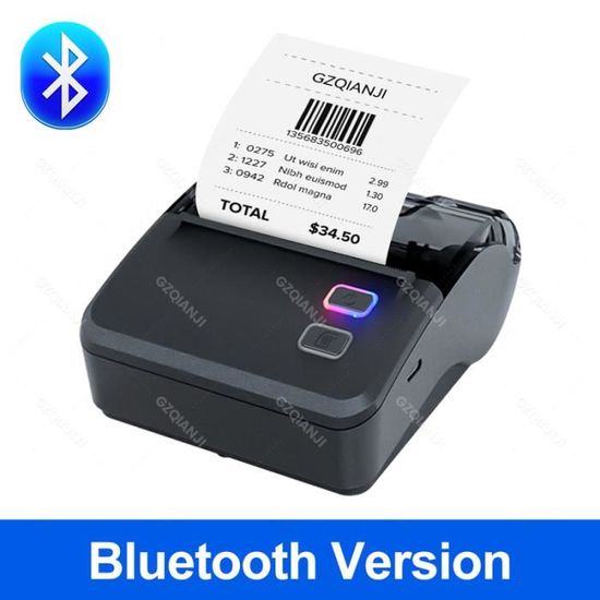 Imprimante De Reçus Bluetooth Bewinner Mini Thermique Portable 58mm - Sans Fil Pour Tickets Et Factures