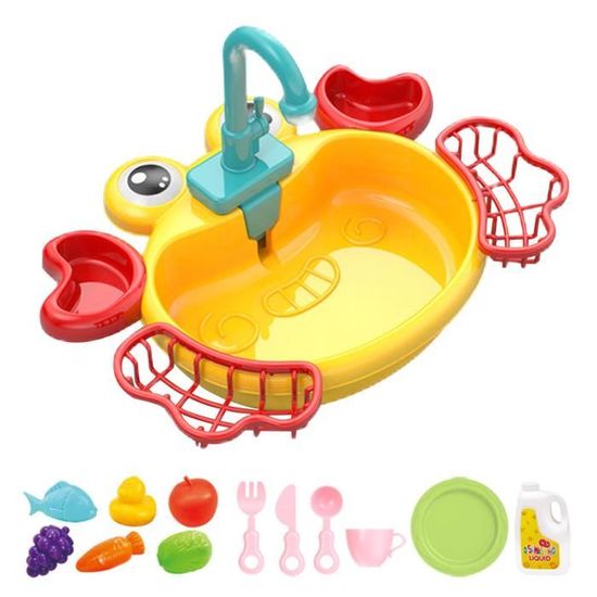 Évier De Jeu Pour Enfants Avec Eau Courante – Robinet Tournesol Électrique, Baleine Giclante Et Jeu De Pêche – Jouets Aquatiques D'été Garçons Et Filles
