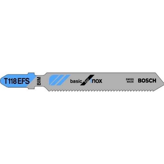 3 Lames Scie Sauteuse Bosch T118 EOF - Pour Métal (Tôles 1.5-4mm) - Denture Ondulée Bimétal - 83mm
