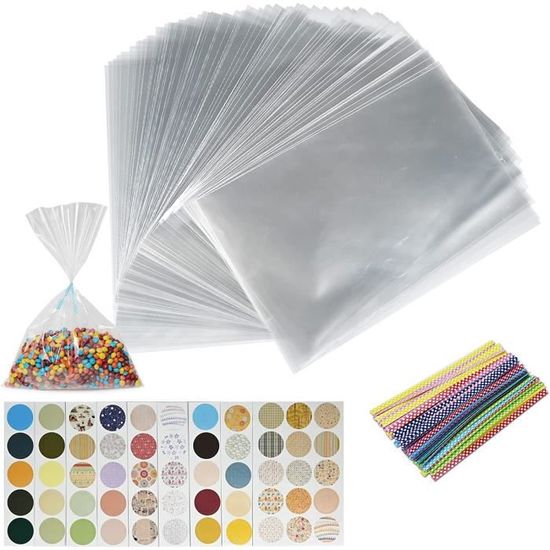 120 Pièces Sachet de Cellophane Transparent Sachet de Sachets Auto