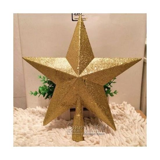 Étoile De Noël Dorée Pailletée Pour Sapin - Lot De 2, Taille 20 Cm, Design évidé, Sommet Décoratif