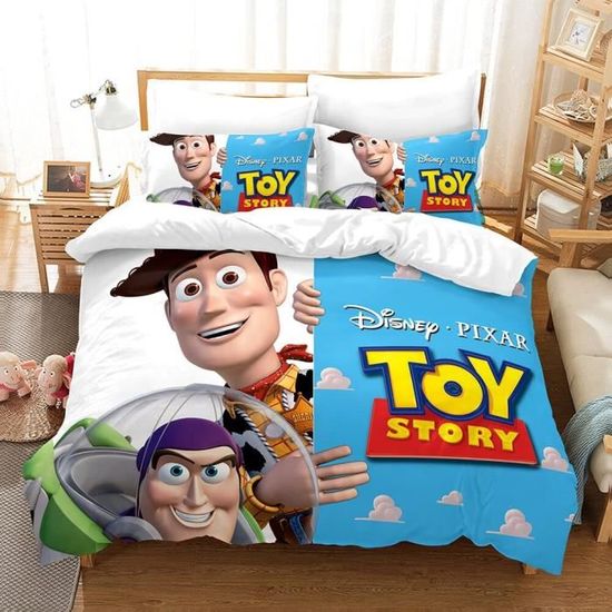 Toy Story 4 Housse de couette et taie d'oreiller assortie pour lit  simple-double en microfibre pour garçon fille 200*200cm[1755] - Cdiscount  Maison