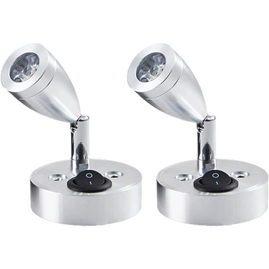 Lampe De Lecture Réglable 12V - Aluminium, Blanc Chaud, Camping-car, Bateau, Interrupteur