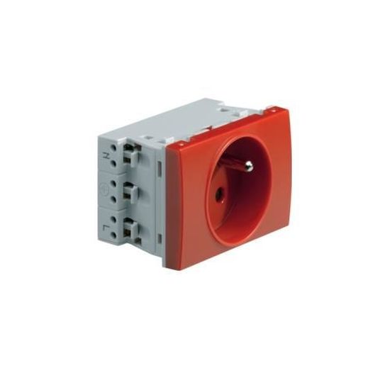 Prise Triple Hager SYSTO WS133 - Pour Goulotte Spéciale - Couleur Rouge - Installation électrique