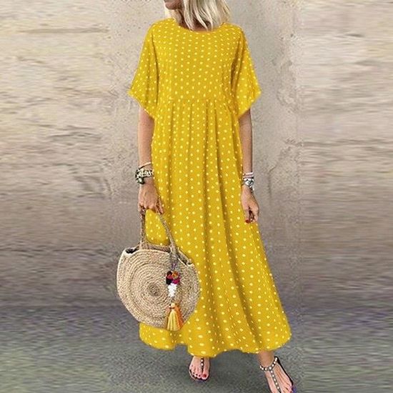 Robe Manche Longue Revers Imprimé Maxi