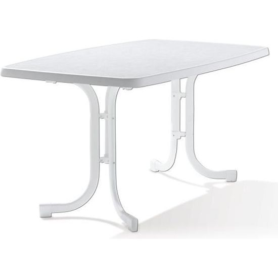 Table pliante Mecalit®-PRO 150 x 90 cm, plateau marbre blanc, pieds blanc