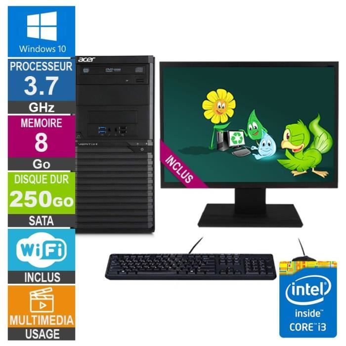 Pc Acer M2632g I3-4170 3.70ghz 8go/250go Wifi W10 + Ecran 22