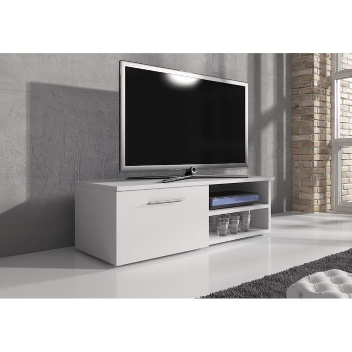 RENO Meuble TV contemporain décor Blanc mat - 120 cm