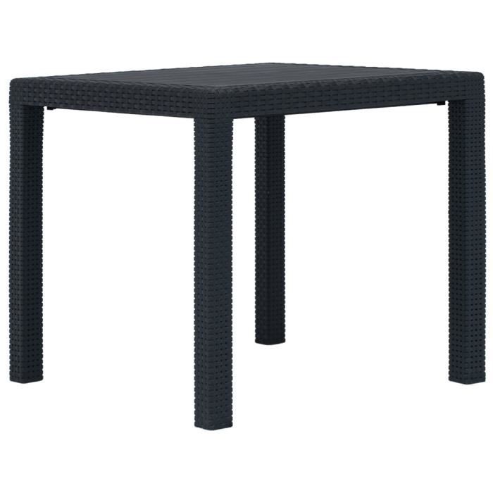 Table de Jardin Extérieure Table de camping Camping fête - Anthracite 79x79x72cm Plastique Aspect de rotin