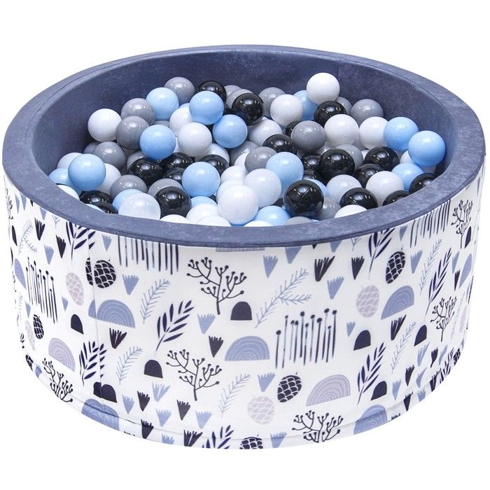 WELOX Piscine 200 balles 90x40 cm pour bébé Gris avec symboles