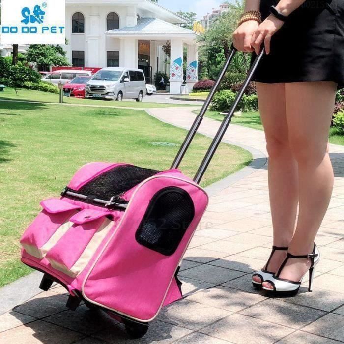Sac de transport,Sac à roulettes Portable pour chien chat Sac à roulettes pour bagages de chien, sac de voyage - Type Rose red-M