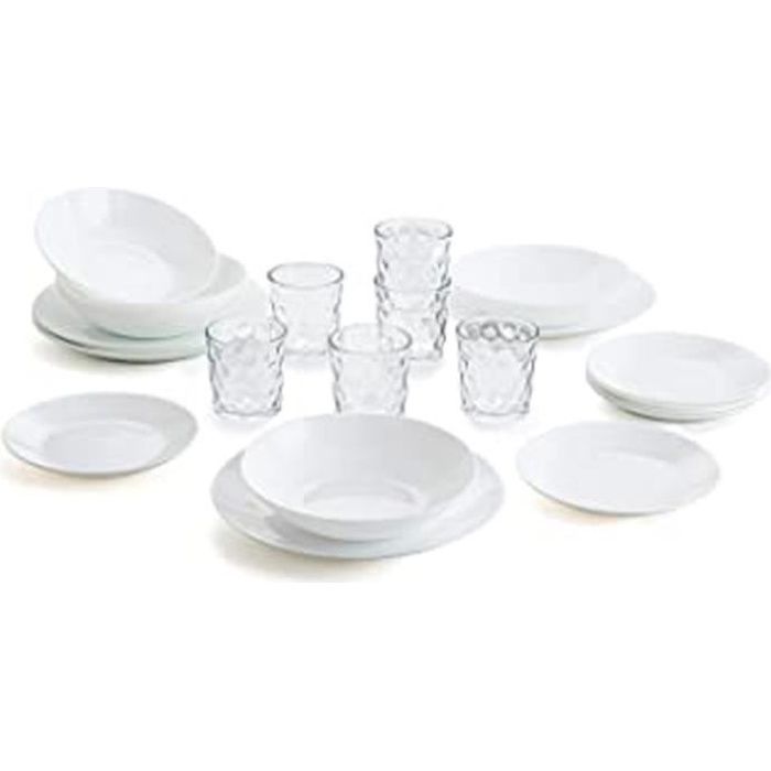 Service De Table Complet Pour 6 Personnes 18 Set De 6 Verres En Verre 26 Cl Opale Unique 19 Pièces