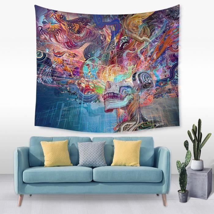 Ywei Imprimer coloré tapisserie Art de mur de pièce Hanging Tapisserie Art Nature Décoration d'intérieur_MO2298