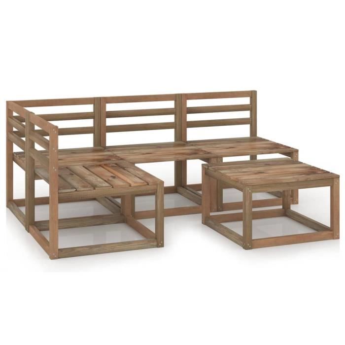 Zhihushop - Mobilier d' extérieur - Salon De Jardin 5 Pcs Marron Bois De Pin Imprégné - 492921