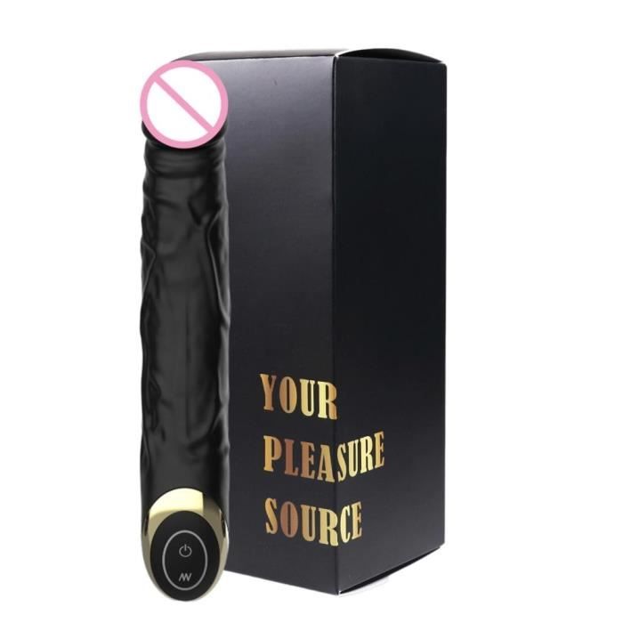 Appareil de massage,Godes vibrants gros gode vibrateurs pour femmes énorme pénis noir 10 Modes Silicone Consolador - Type Black