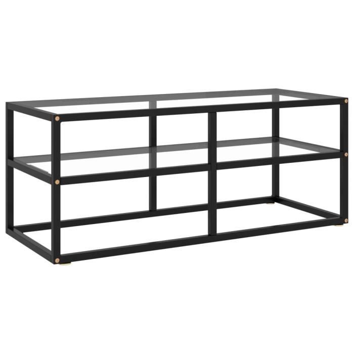 PRI Meuble TV avec verre trempé Noir 100x40x40 cm