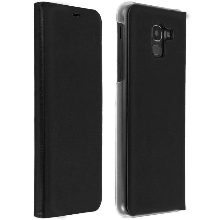 Housse Galaxy J6 Etui Portefeuille Clapet Flip Cover Ultra-fin - Noir
