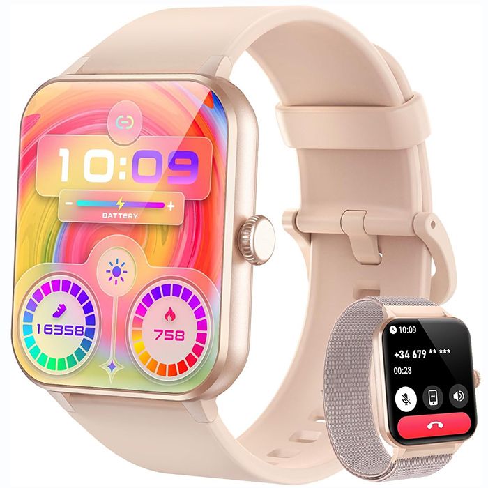 Montre Connectée Femme Blackview R5 Smartwatch Podometre Cardio pour iOS Android Calories Chronomètre Fitness Tracker - Rose