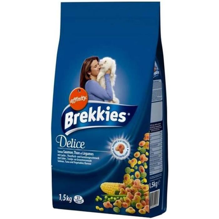 Brekkies Delice Chats Croquettes Saumon Thon et Légumes 1,5Kg (lot de 3)