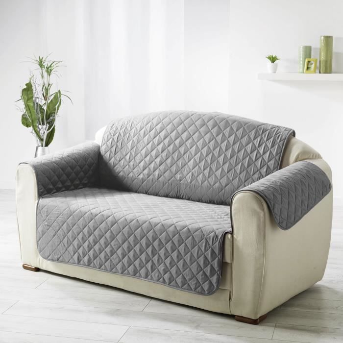 CDaffaires Protege canape matelasse 223 x 179 cm microfibre unie club Gris