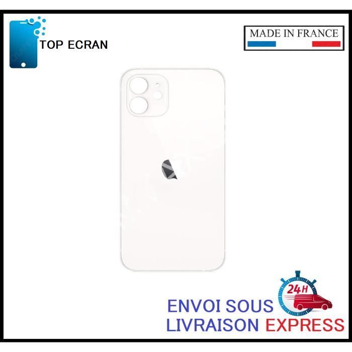 Vitre arrière pour Iphone 12 MINI BLANC avec LOGO et Adhesif